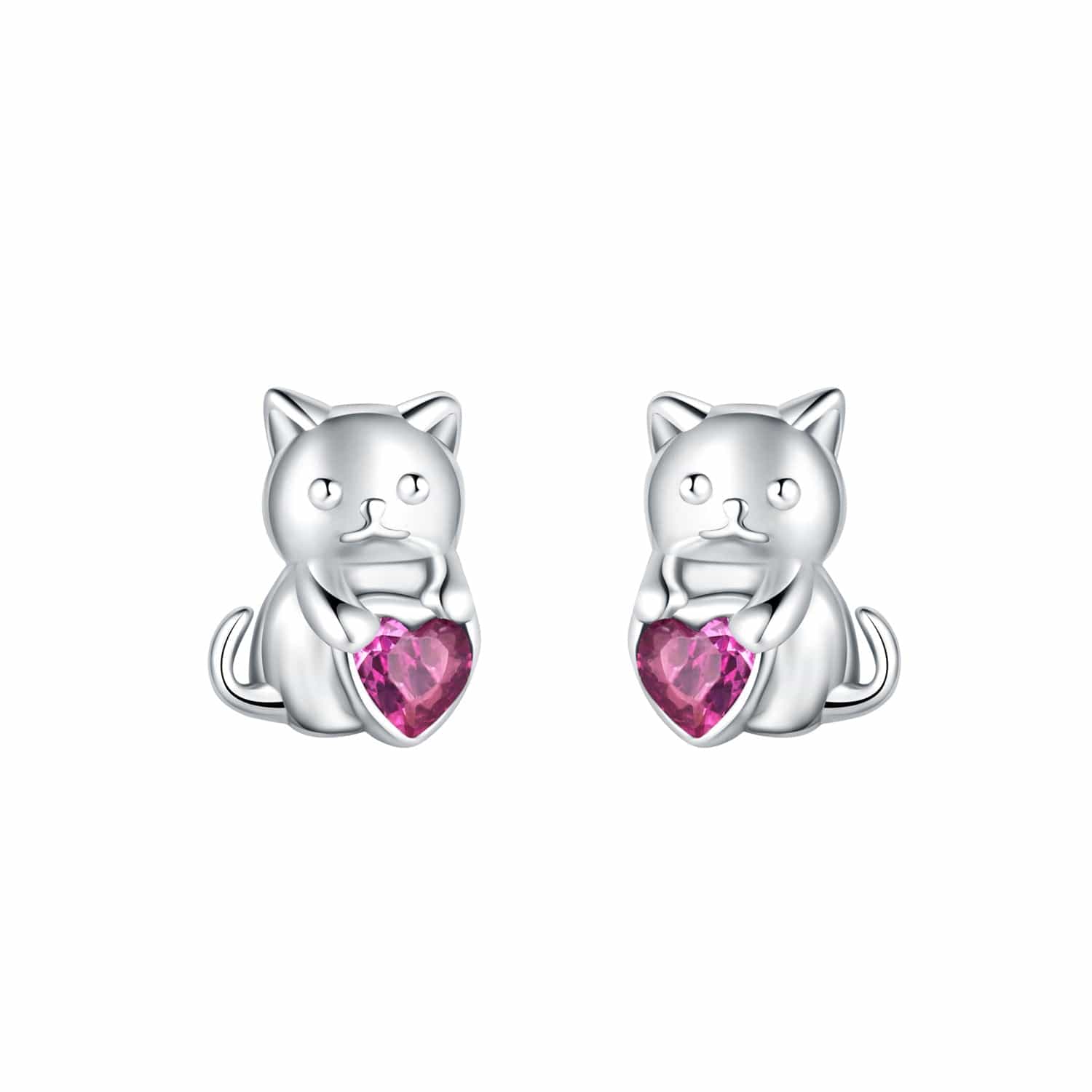 Liora Atelier Purrfectly Pink Heart Cat Studs.