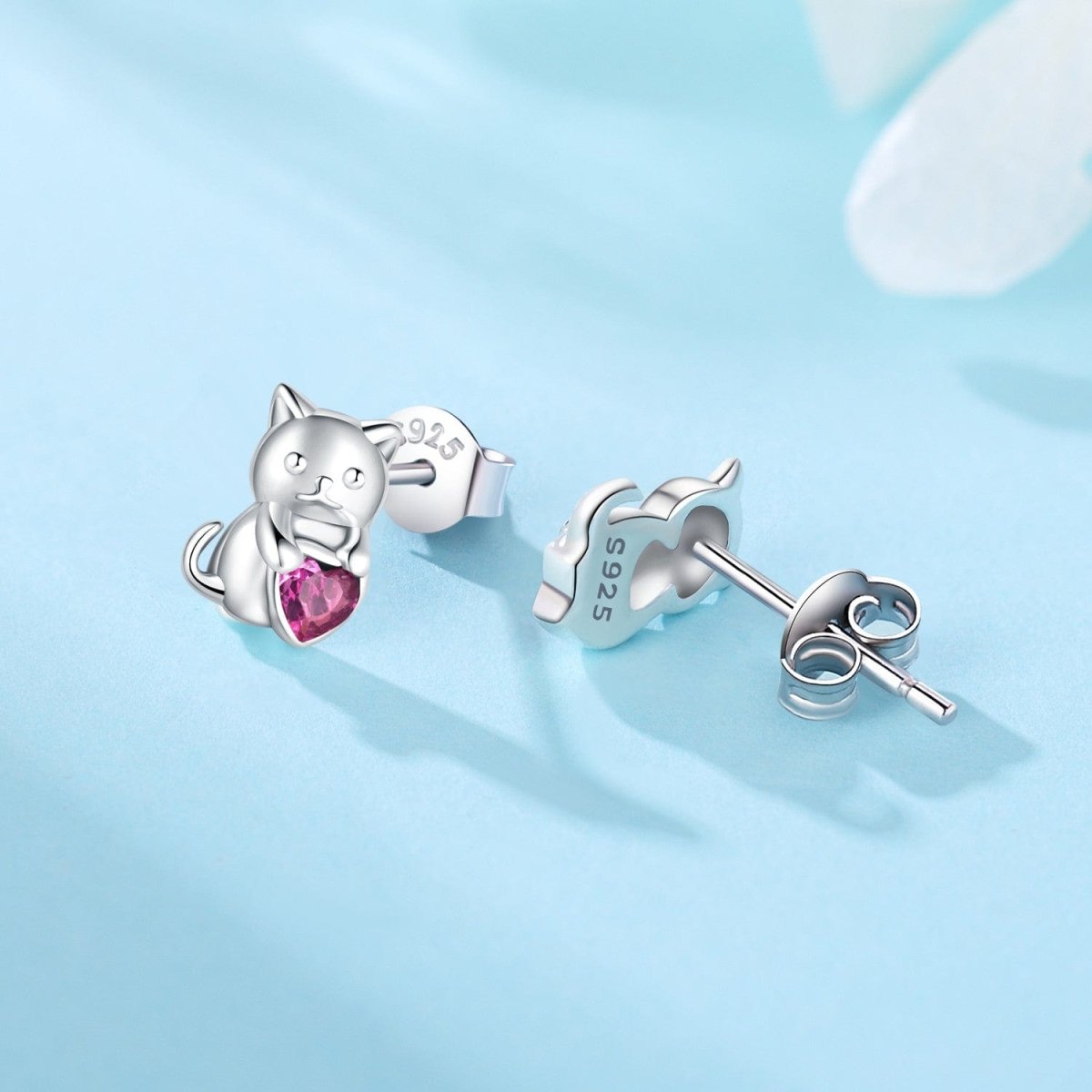 Liora Atelier Purrfectly Pink Heart Cat Studs.