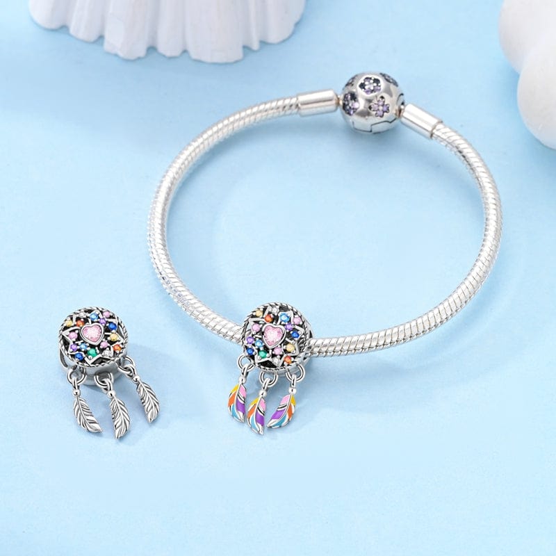 Liora Atelier Rainbow Feather Dreamcatcher Dangle Charm