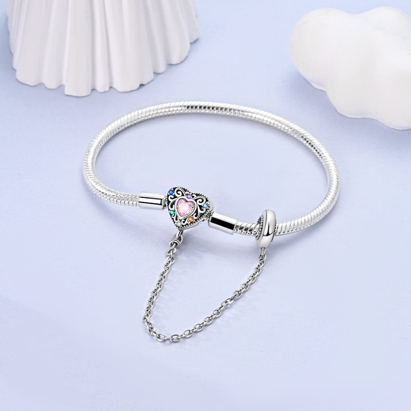 Liora Atelier Rainbow Heart Bracelet with Safety Chain