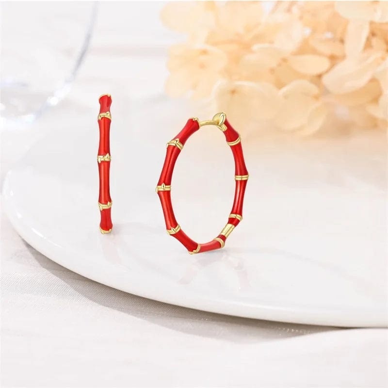 Liora Atelier Red Bamboo Hoop Earrings