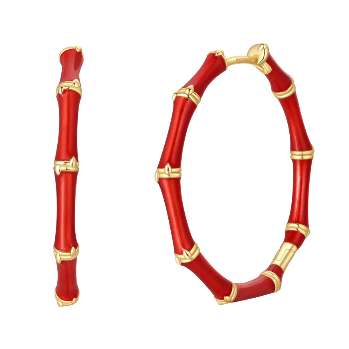 Liora Atelier Red Bamboo Hoop Earrings