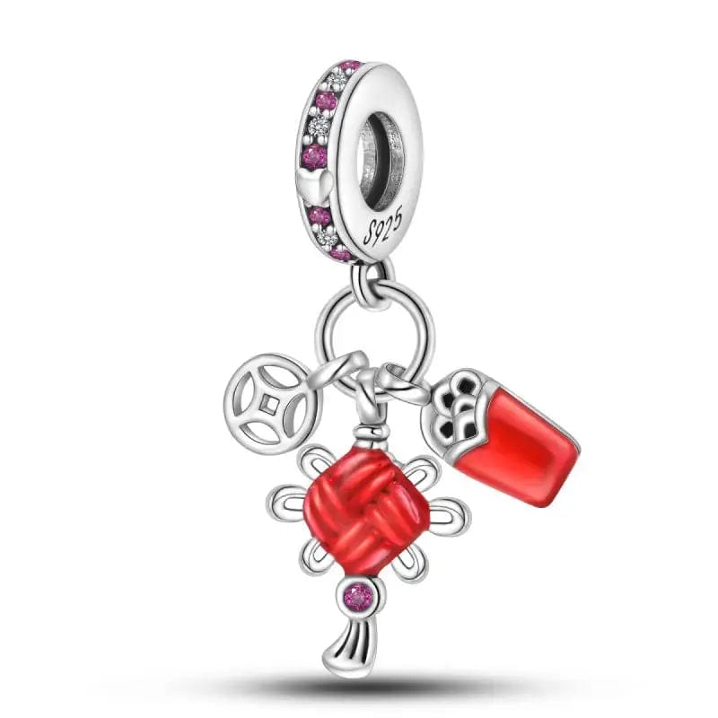 Liora Atelier Red Chinese Knot Triple Dangle Charm