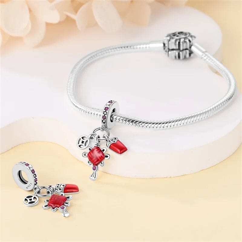 Liora Atelier Red Chinese Knot Triple Dangle Charm