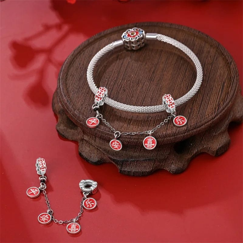 Liora Atelier Red Chinese Symbols Blessing Safety Chain