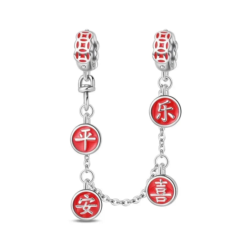 Liora Atelier Red Chinese Symbols Blessing Safety Chain