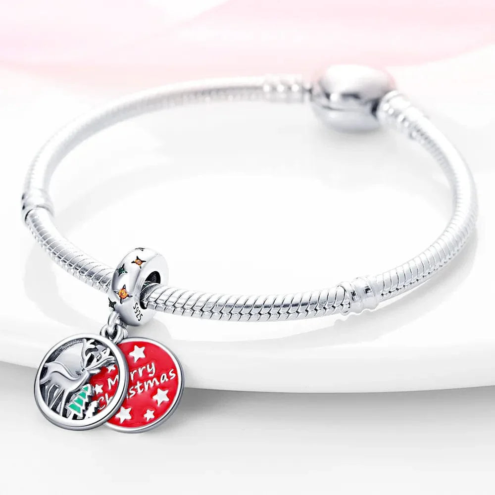 Liora Atelier Red Merry Christmas Reindeer Dangle Charm