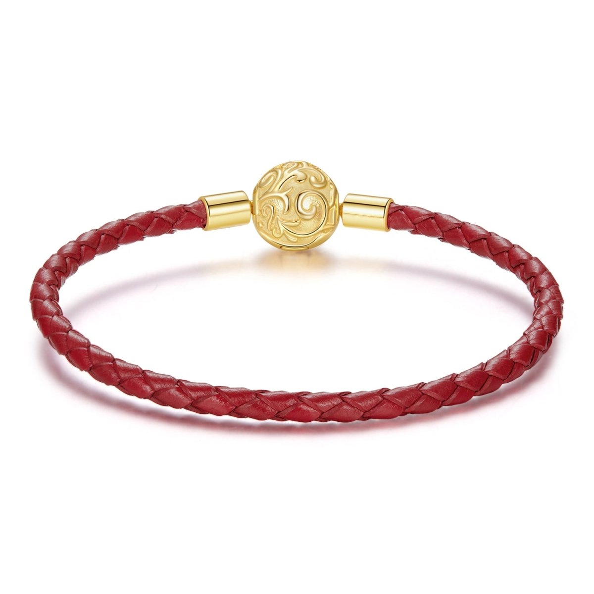 Liora Atelier Red Swirl Clasp Leather Charm Bracelet