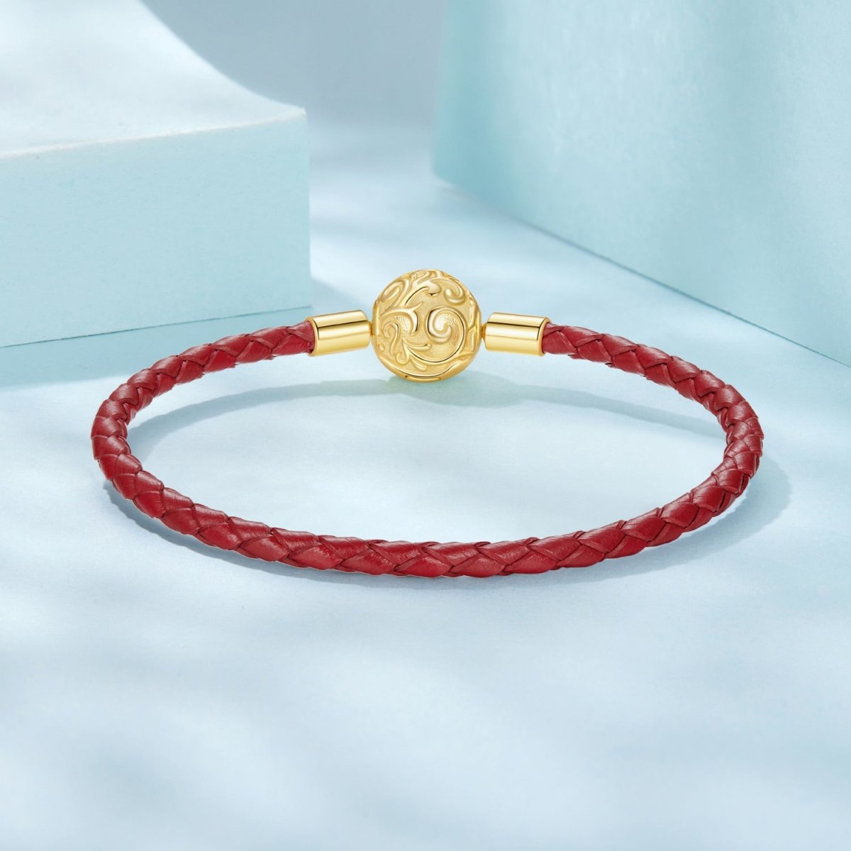 Liora Atelier Red Swirl Clasp Leather Charm Bracelet