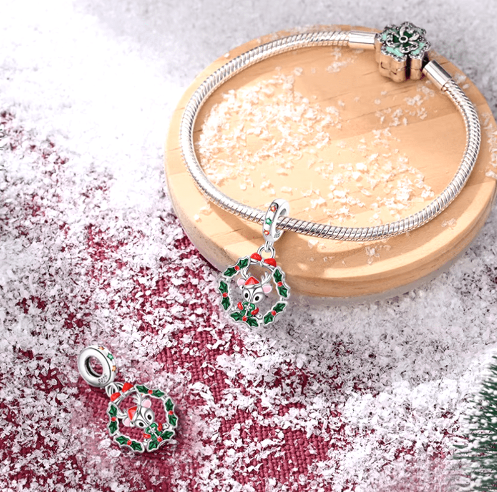 Liora Atelier Reindeer Holiday Wreath Charm