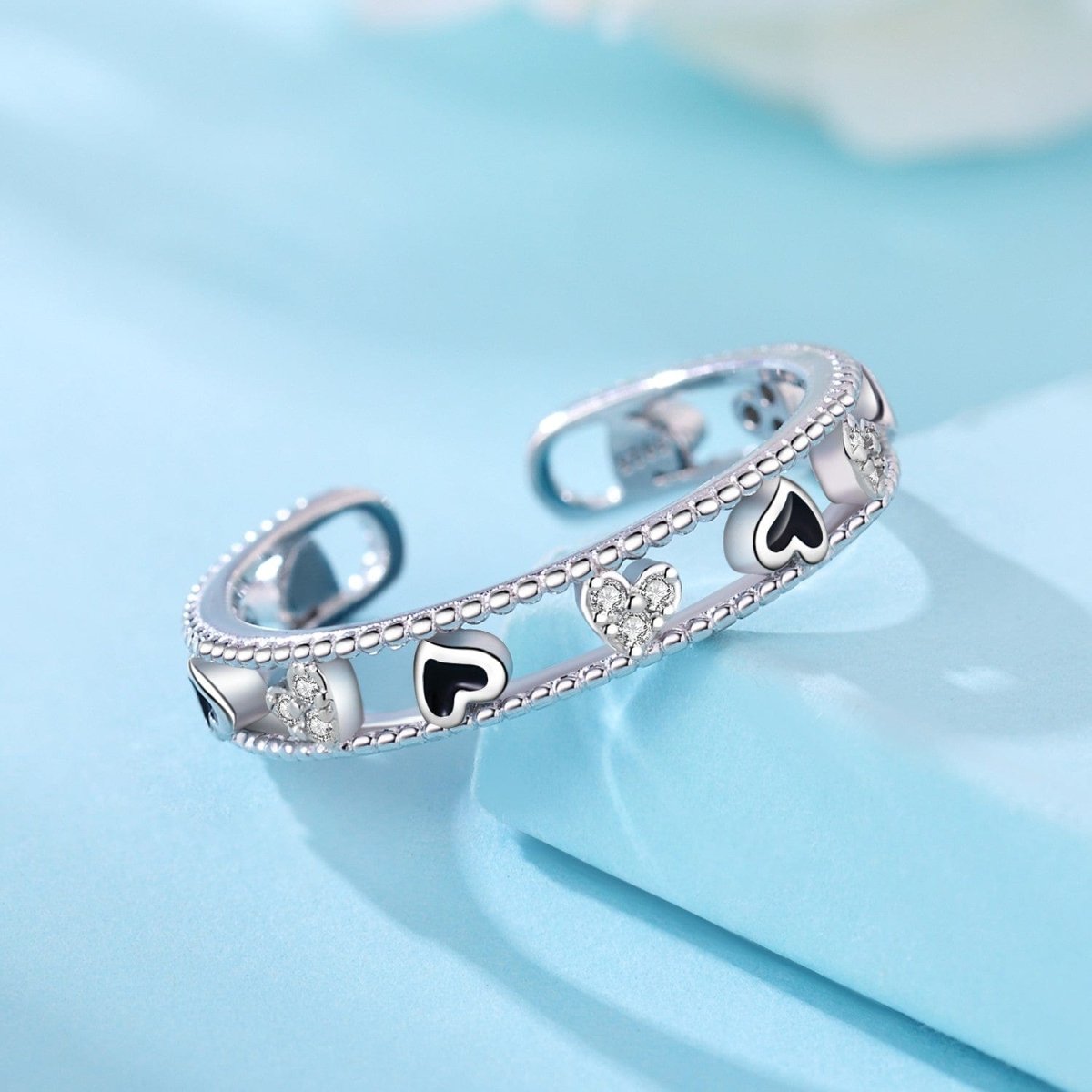 Liora Atelier Romantic Open Heart Ring with Crystal Details