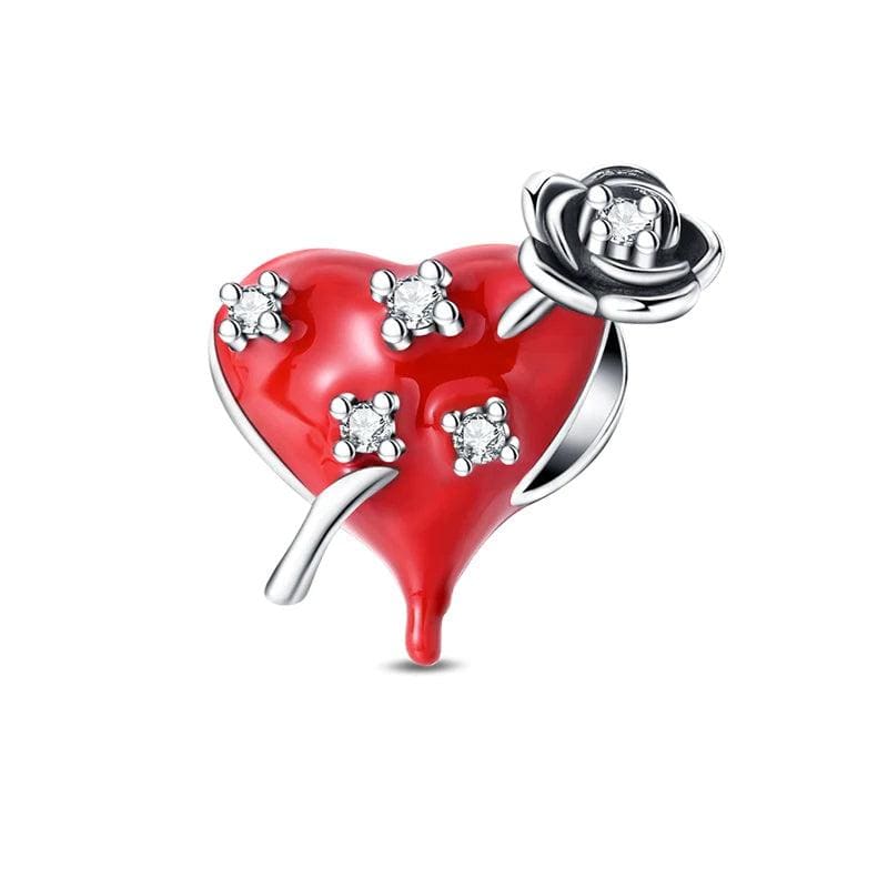 Liora AtelierRomantic Red Heart & Rose Charm