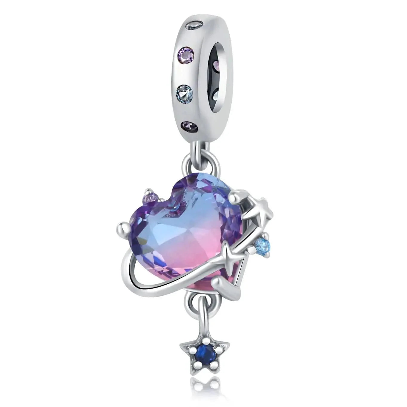 Liora Atelier Romantic Universe Theme Murano Glass Purple Heart Dangle Charm