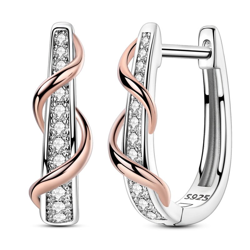 Liora Atelier Rose Gold & Silver Twisted Hoop Earrings