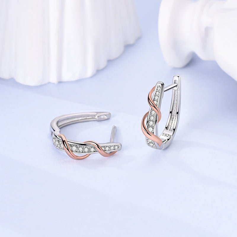 Liora Atelier Rose Gold & Silver Twisted Hoop Earrings