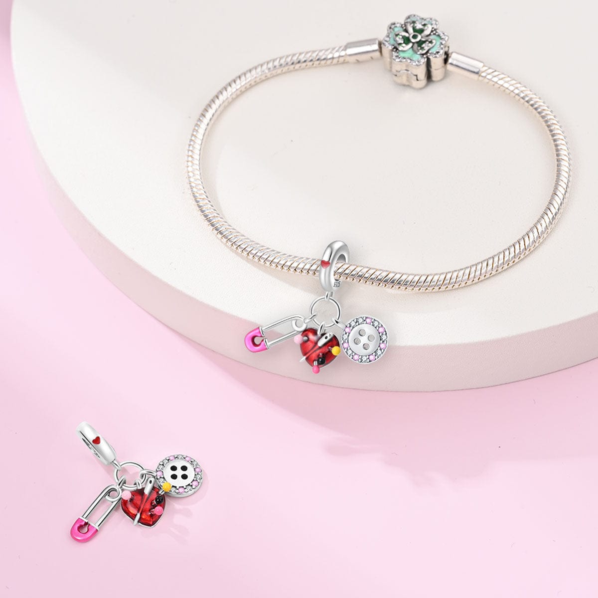 Liora Atelier Safety Pin, Heart Pincushion, & Button Sewing Essentials Charm