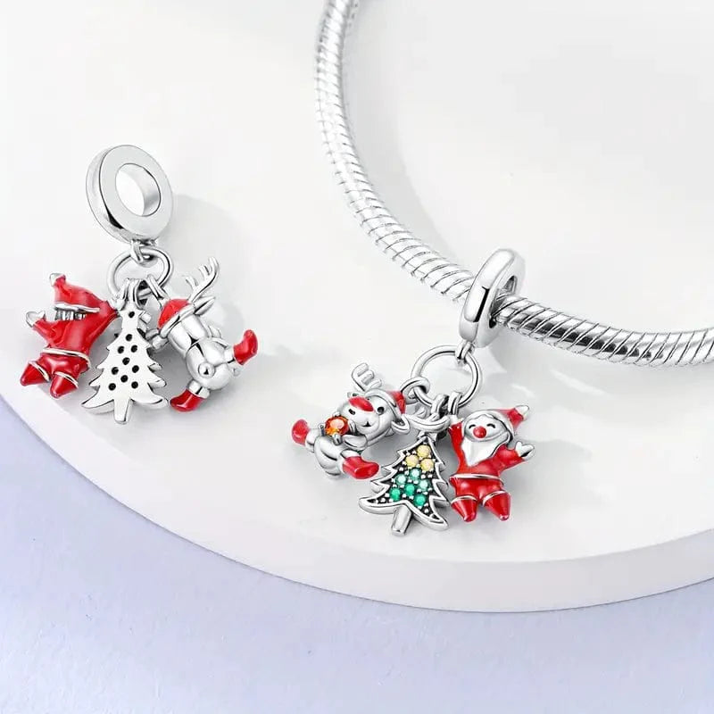 Liora Atelier Santa, Reindeer & Christmas Tree Triple Dangle Charm