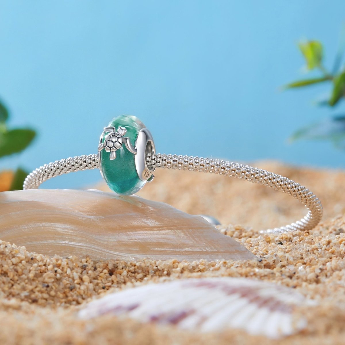 Liora Atelier Sea Turtle with Ocean Wave Murano Charm