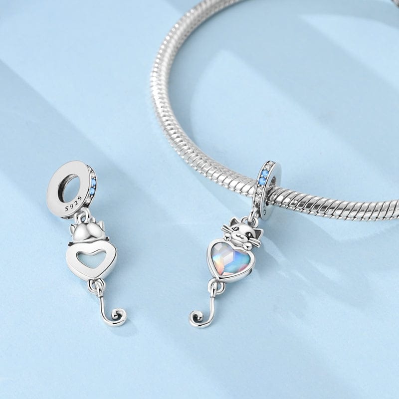 Liora Atelier Shimmering Heart Cat Love Dangle Charm
