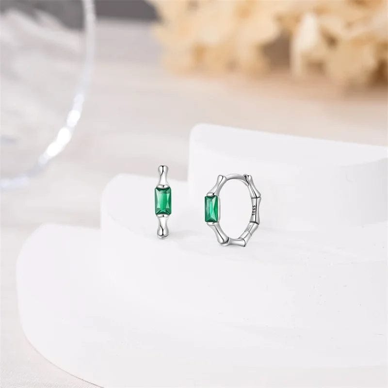 Liora Atelier Silver Green Gemstone Hoop Earrings