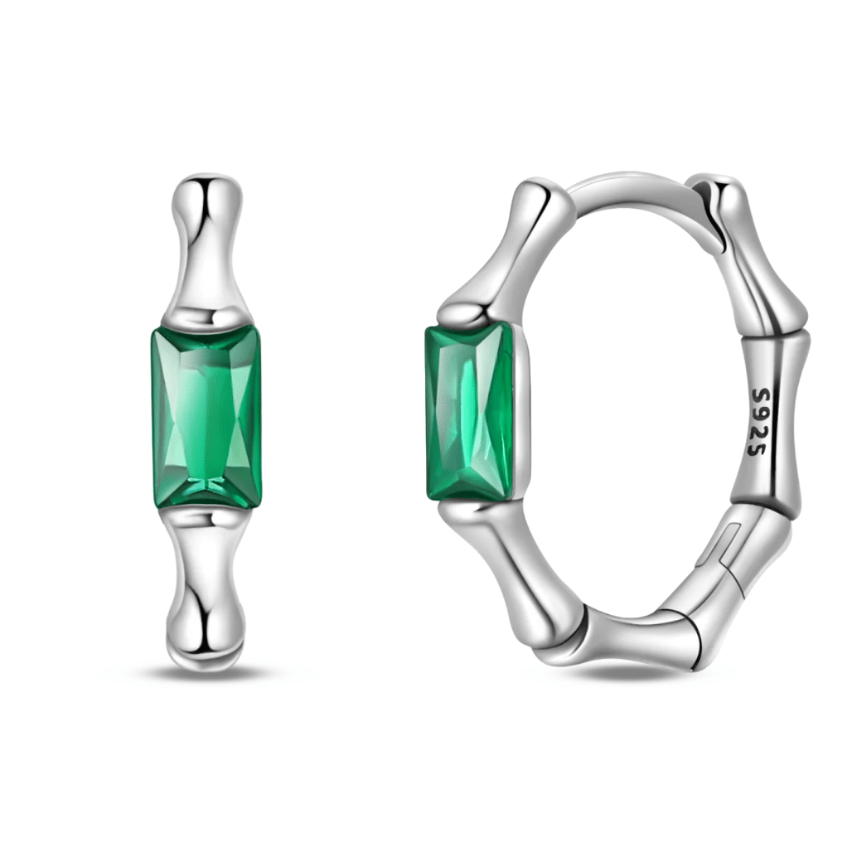 Liora Atelier Silver Green Gemstone Hoop Earrings