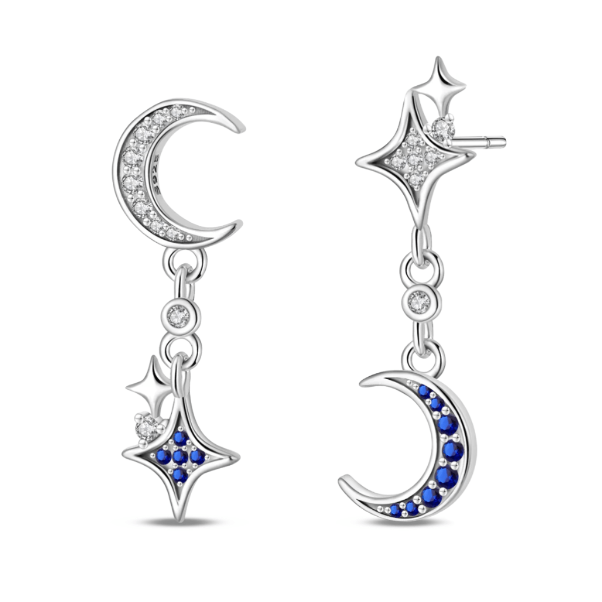 Liora Atelier Silver Moon & Star Dangle Earrings