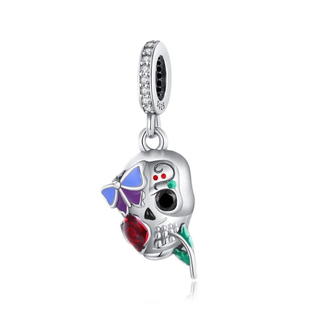 Liora Atelier Skull Charm with Rose & Butterfly