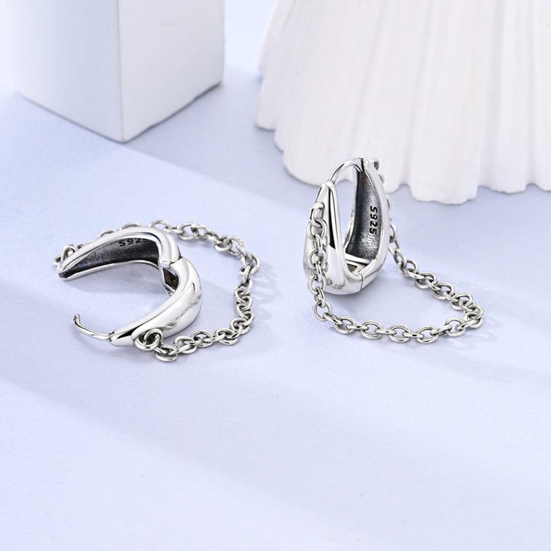 Liora Atelier Sleek Chain Drop Huggie Hoops