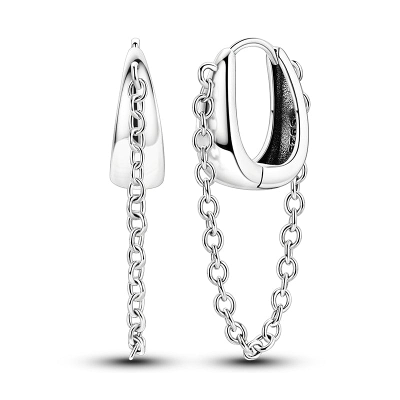 Liora Atelier Sleek Chain Drop Huggie Hoops