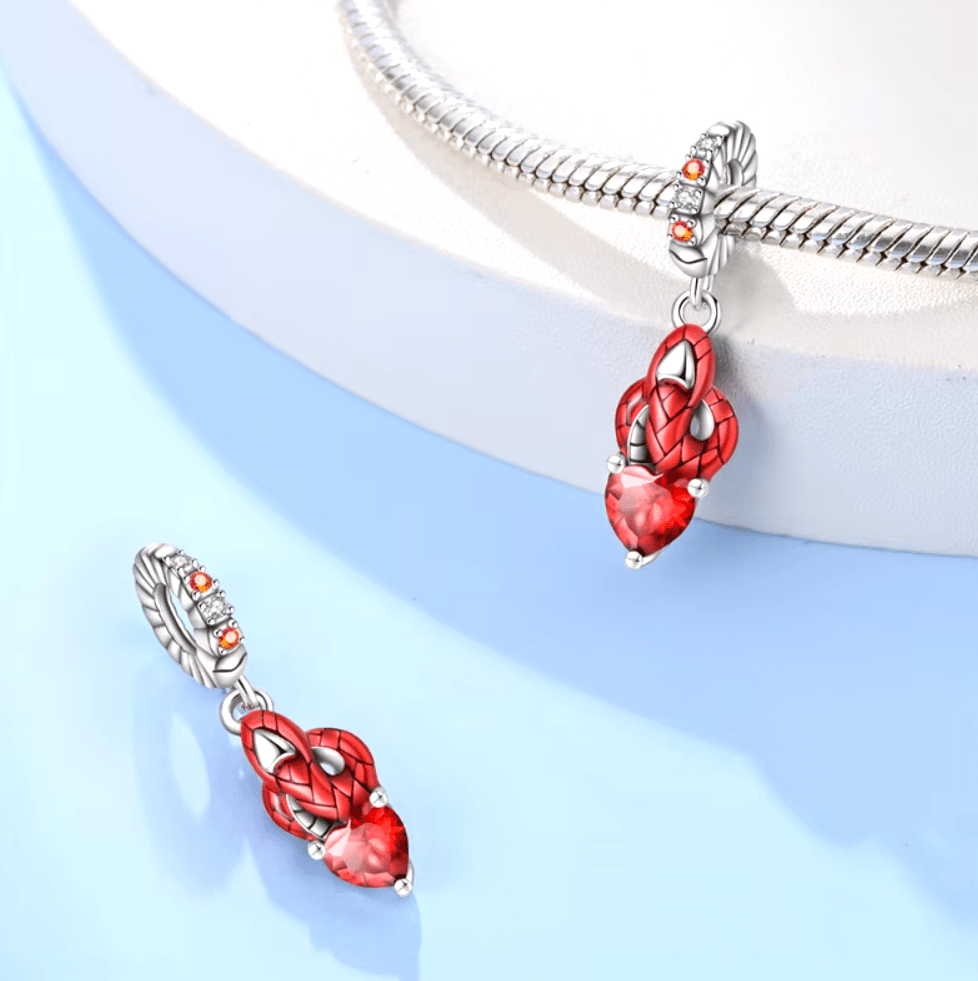 Liora Atelier Snake Knot Red Heart Dangle Charm