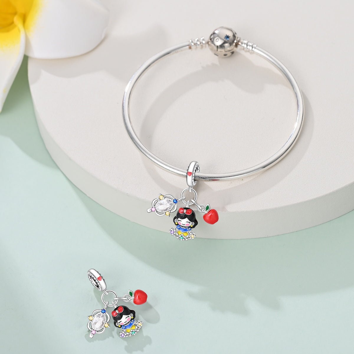 Liora Atelier Snow White with Apple, Mirror, & Flower Dangle Charm