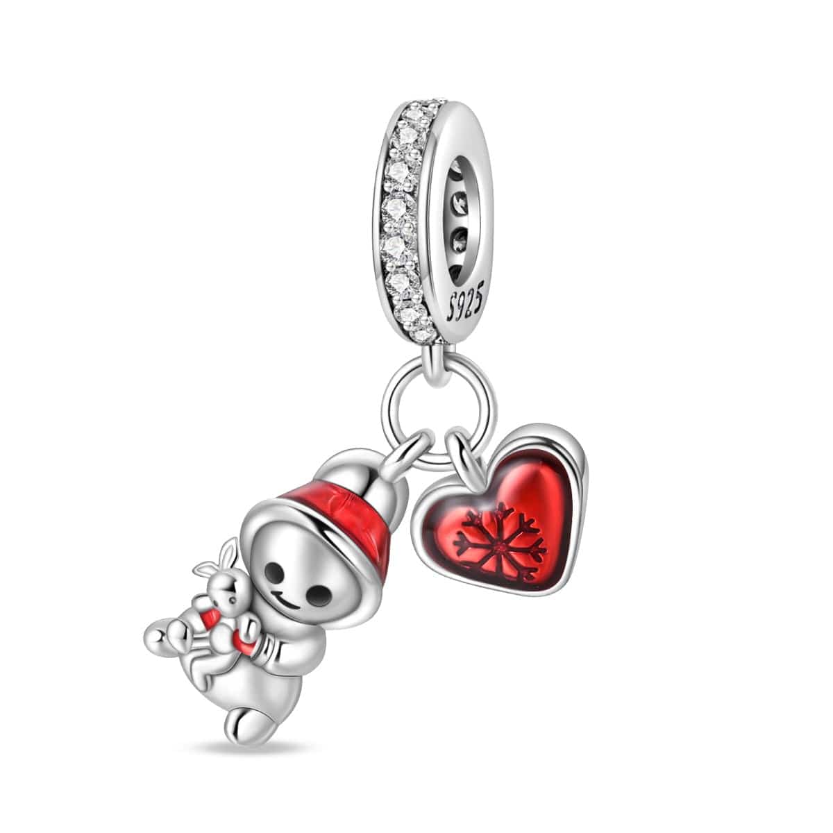 Liora Atelier Snowman & Heart Christmas Double Dangle Charm