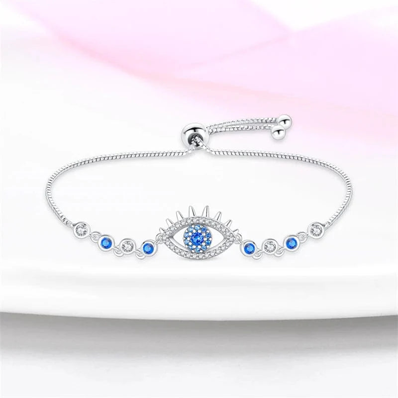 Liora Atelier Sparkling Blue Evil Eye Charm Bracelet