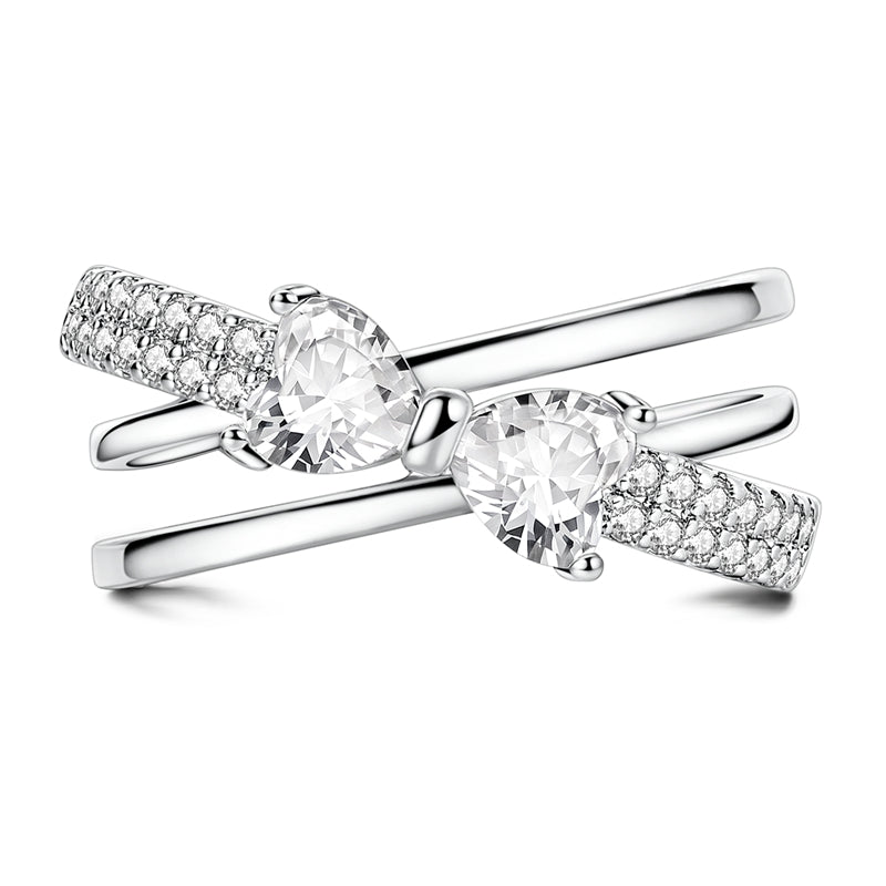 Liora Atelier Sparkling Double Heart - Shaped Stone Bow Ring