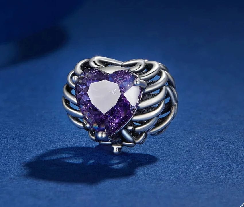 Liora Atelier Sparkling Purple Skull Heart Charm