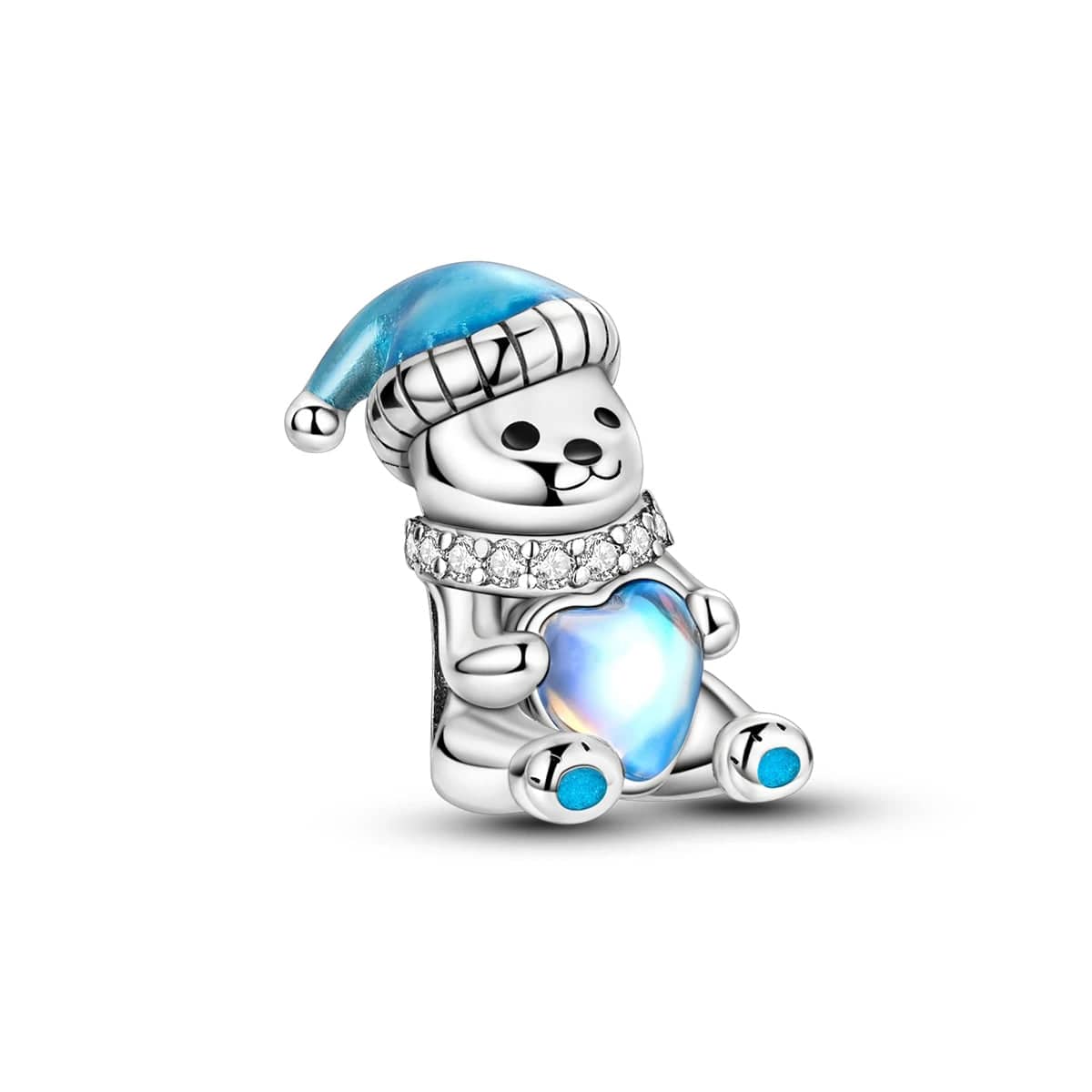 Liora Atelier Sparkling Winter Bear Charm with Blue Heart