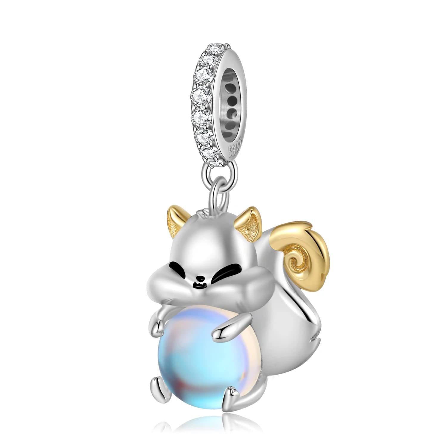 Liora Atelier Squirrel Hugging a Light Sphere Dangle Charm