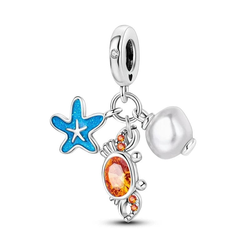 Liora Atelier Starfish, Crab and Pearl Triple Dangle Charm