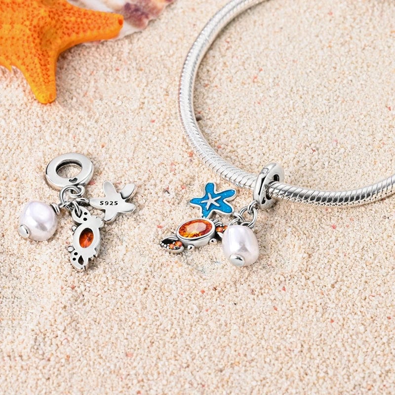 Liora Atelier Starfish, Crab and Pearl Triple Dangle Charm