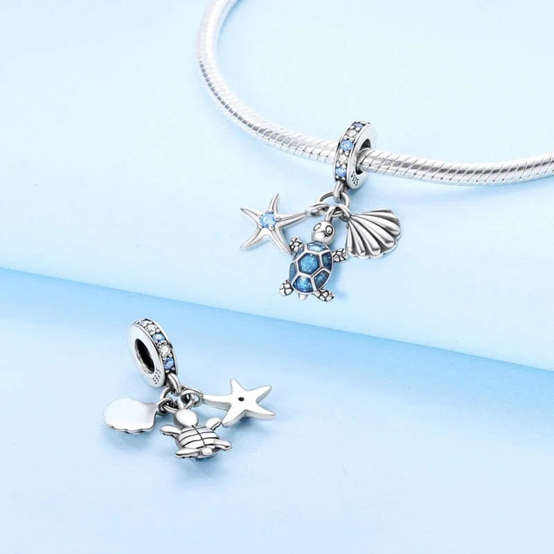 Liora Atelier Starfish, Sea Turtle and Sea Shell Triple Dangle Charm