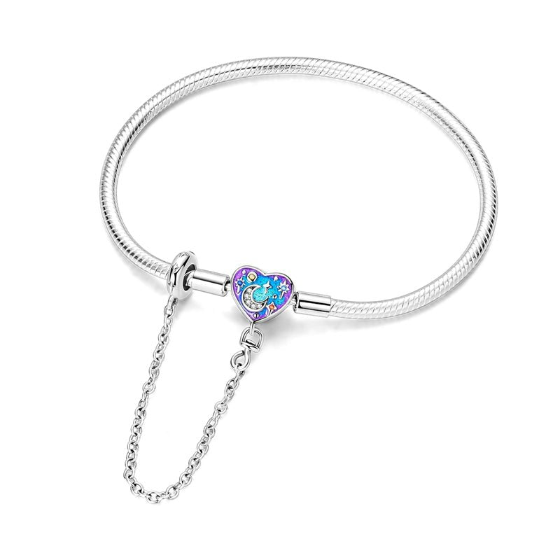 Liora Atelier Starry Night Heart Charm Bracelet with Safety Chain