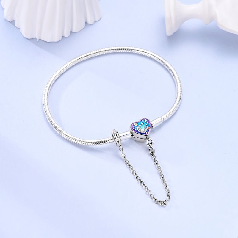 Liora Atelier Starry Night Heart Charm Bracelet with Safety Chain