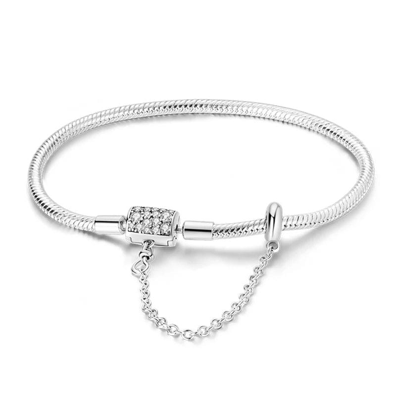 Liora Atelier Sterling Silver Bracelet with Sparkling Pavé Clasp and Safety Chain