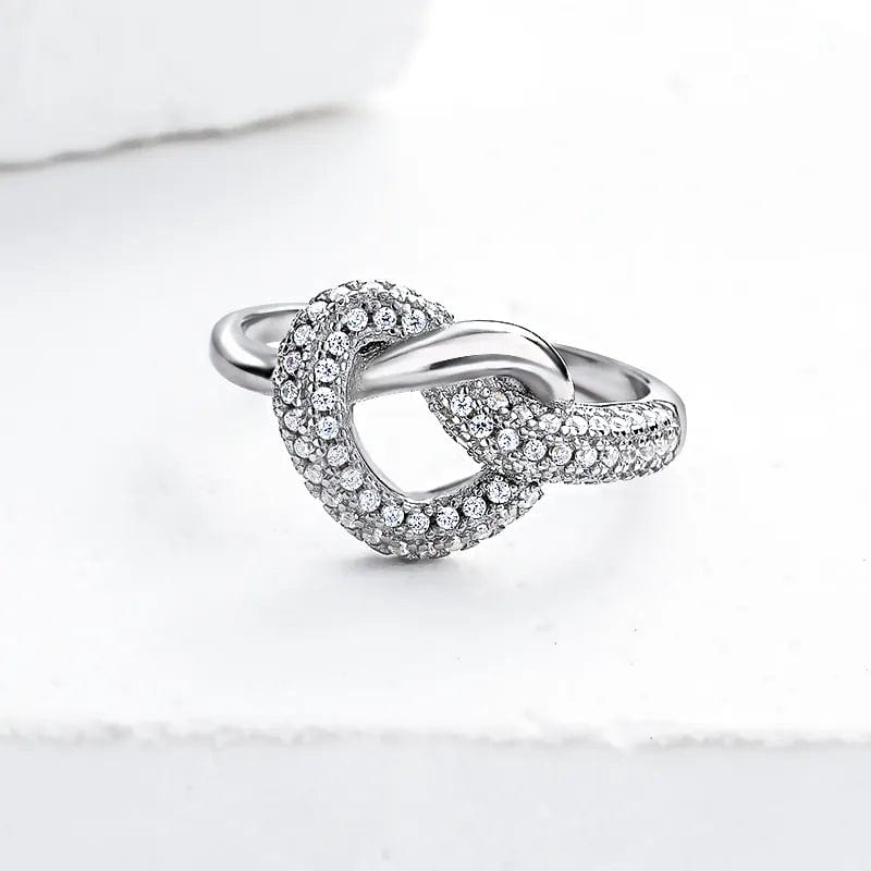 Liora Atelier Sterling Silver Infinity Knot Ring with Pavé Diamonds