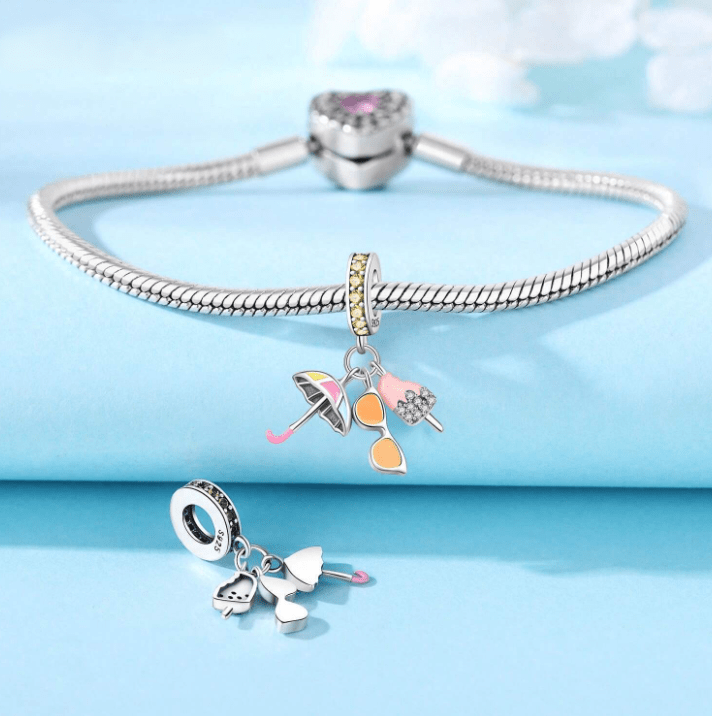 Liora Atelier Summer Essentials Umbrella, Sunglasses & Ice Cream Triple Dangle Charm