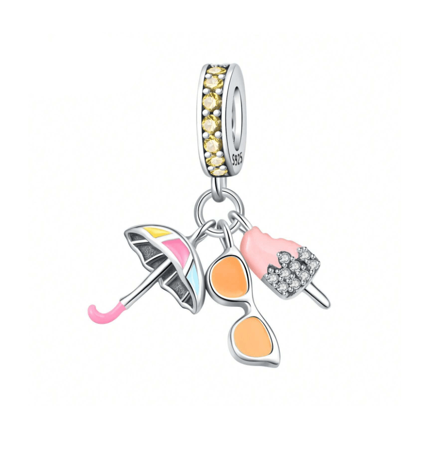 Liora Atelier Summer Essentials Umbrella, Sunglasses & Ice Cream Triple Dangle Charm