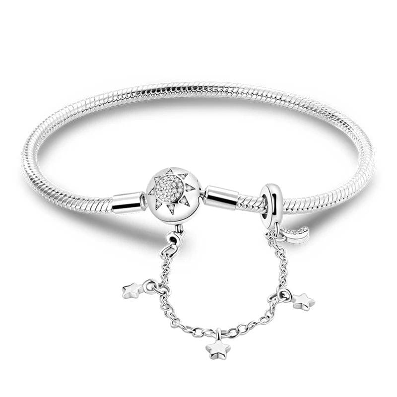 Liora Atelier Sunburst Clasp Snake Chain Bracelet with Star Charm Safety Chain