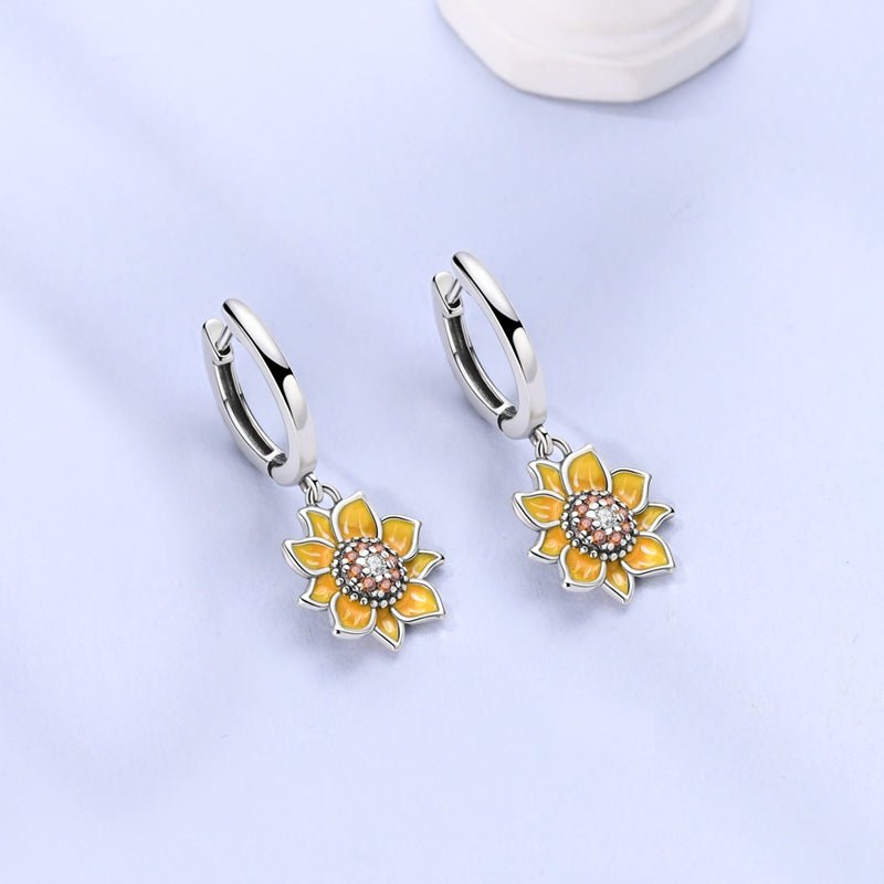 Liora Atelier Sunflower Bloom Drop Hoop Earrings