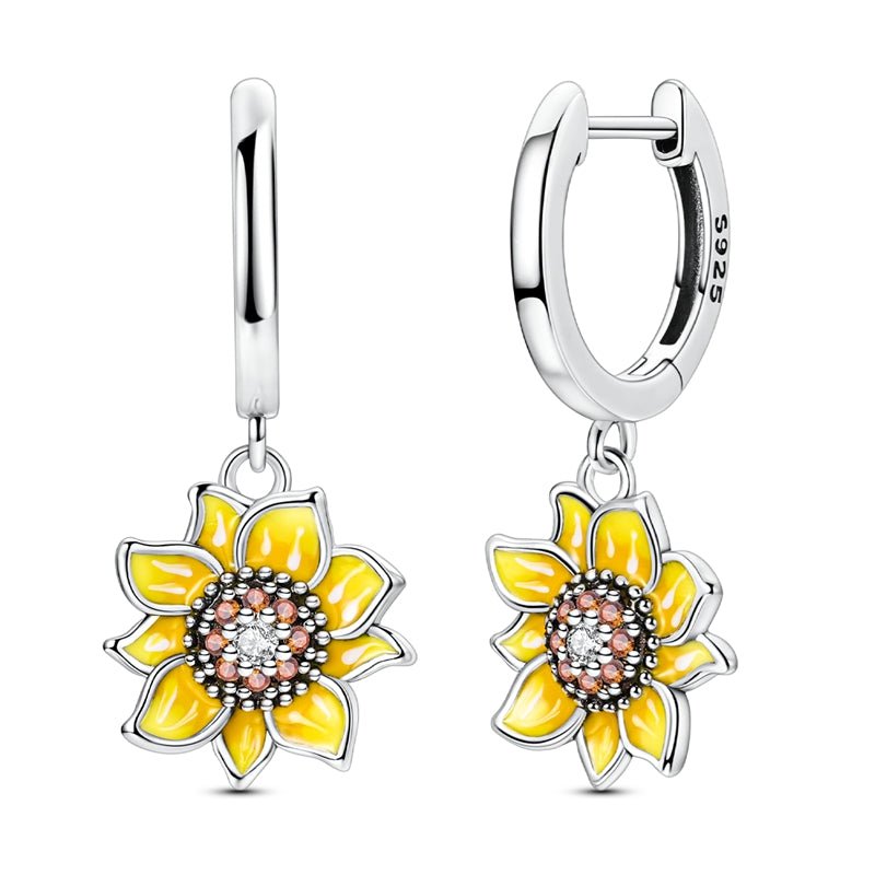 Liora Atelier Sunflower Bloom Drop Hoop Earrings