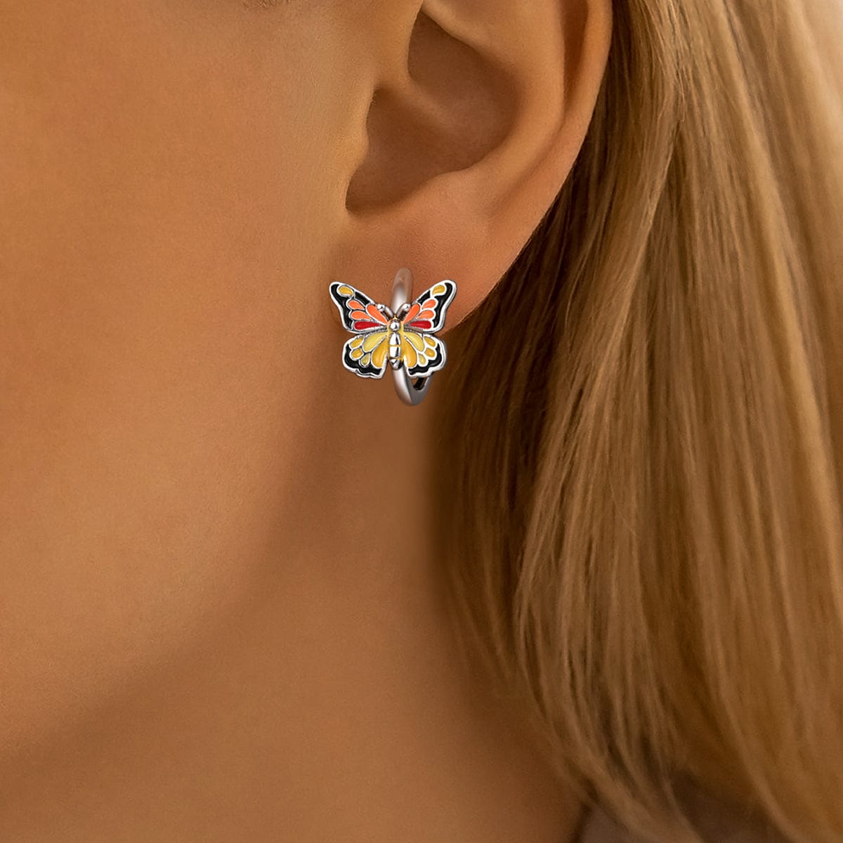 Liora Atelier Sunset Glow Butterfly Hoop Earrings